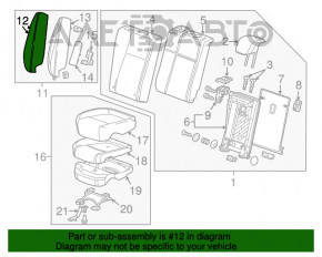 Airbag-ul pentru scaunul din spate stânga al Buick Encore 13-19, negru, din piele, zgâriată.