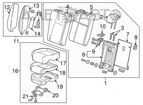 Airbag-ul pentru scaunul din spate stânga al Buick Encore 13-19, negru, din piele, zgâriată.