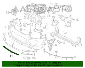 Накладка верхней решетки переднего бампера Porsche Cayenne 958 11-14 нижняя