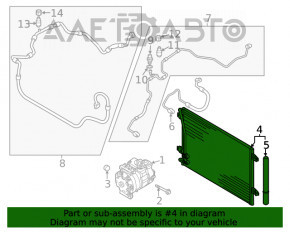 Radiatorul de aer condiționat al condensatorului VW Passat b8 16-19 SUA 2.0T este zdrobit