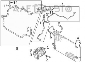 Radiatorul de aer condiționat al condensatorului VW Passat b8 16-19 SUA 2.0T este zdrobit