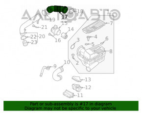 Воздуховод фильтр-коллектор VW Passat b8 16-19 USA 2.0T