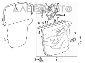 Capac de control al geamului electric din față, stânga, pentru Buick Encore 17-19, negru, mat