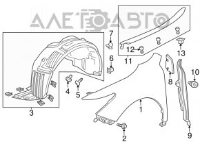 Bara de protecție față dreapta Acura MDX 14-16, pachet avansat, nou TYC Taiwan