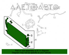 Radiatorul condensatorului de aer condiționat Nissan Leaf 18-S nou TYC Taiwan