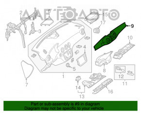 Capacul panoului frontal cu deflectorii centrali de ventilare pentru Mercedes GLA 14-20 din lemn