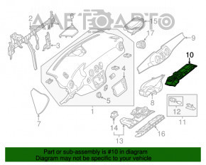 Capacul panoului frontal inferior al spatiului pentru picioare al pasagerului Mercedes GLA 14-20 cu iluminare.