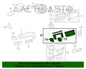 Deflectorul de aer cu capac central pentru conducta de aer Toyota Sienna 11-20 bej, grafit, fără navigație.