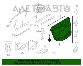 Capacul ușii, cartela din spate stânga Audi Q5 8R 09-17 gri închis, cu inserție de lemn, cu control al geamurilor electrice, zgârieturi