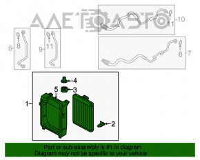 Radiator de ulei de răcire a motorului BMW X5 F15 14-18 4.4T cu cadru, fisuri pe cadru, radiator îndoit, suport rupt