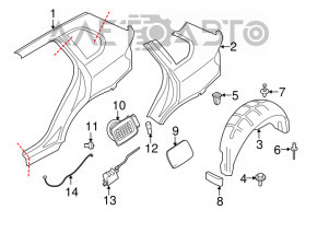 Aripa spate stânga BMW X5 F15 14-18, culoare grafit, cu lovituri