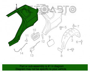 Aripa spate dreapta BMW X5 F15 14-18, culoare grafit, tija