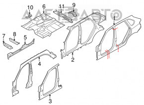 Bara centrală dreapta a caroseriei BMW X5 F15 14-18 a fost tăiată, tije.