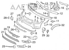 Grila bara de protectie fata inferioara BMW X5 F15 14-18 fara radar Base nou OEM original