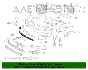 Накладка губы переднего бампера BMW X5 F15 14-18 Pure Experience, метал, примята