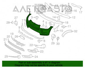 Бампер передний голый BMW X5 F15 14-18 под 2 парктроника, камеру