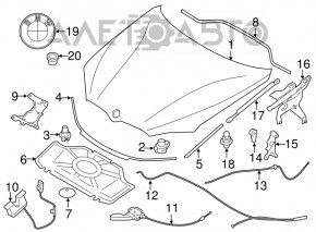 Maner de deblocare capota compartimentului motor BMW X5 F15 14-18 cu cablu nou original OEM