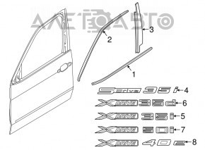 Molura usi fata stanga sus BMW X5 F15 14-18 negru lucios cu garnitura din sticla nou original