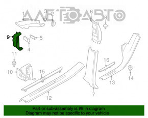 Capacul amortizorului din față dreapta, inferioară, pentru BMW X5 F15 14-18, negru.