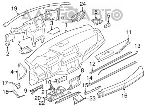 Cutie de depozitare în panoul frontal al șoferului pentru BMW X5 F15 14-18, negru