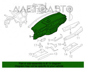 Торпедо передняя панель без AIRBAG BMW X5 F15 14-18 кожа черная Dakota, без проекции