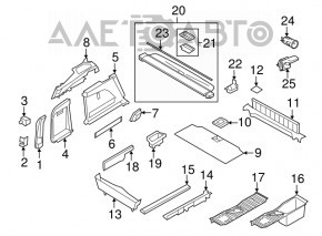 Capac portbagaj dreapta BMW X5 F15 14-18, neagra, pentru 3 randuri, zgarietura