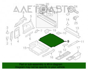 Пол багажника BMW X5 F15 14-18 черный под 2 ряда