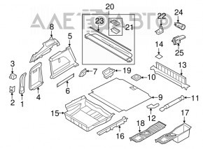 Suportul pentru plasa portbagajului dreapta BMW X5 F15 14-18, neagra, pentru 2 randuri