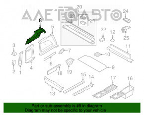 Suportul pentru plasa portbagajului dreapta BMW X5 F15 14-18, negru, pentru 3 rânduri