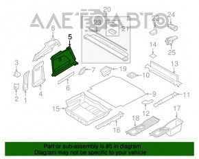 Capacul arcului din față dreapta pentru BMW X5 F15 14-18, negru, fără grilă, pentru 2 rânduri