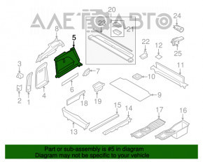 Capacul arcului frontal stânga BMW X5 F15 14-18 negru pentru 3 rânduri fără grilă.