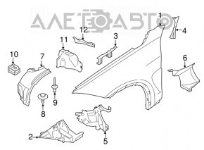 Suport aripi dreapta față BMW X5 F15 14-18 pe caroserie nou aftermarket BAPMIC