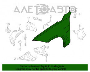 Aripa față stânga BMW X5 F15 14-18 grafit A90, plastic, prindere ruptă