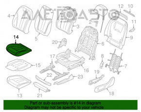 Scaun pasager BMW 5 G30 17-23 cu airbag, piele neagră, cusătură albă.