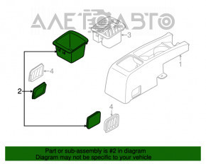 Консоль задняя BMW X5 F15 14-18 3 ряд, подстаканники