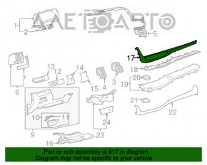 Capacul panoului frontal Toyota Highlander 14-19 cu insertie din lemn, zgarieturi