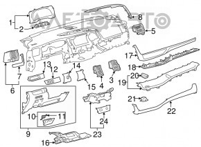 Capacul panoului frontal Toyota Highlander 14-19 cu insertie din lemn, zgarieturi