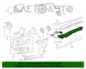 Capacul panoului frontal Toyota Highlander 14-19, rosu inchis.