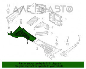 Grila stergatoarelor din plastic dreapta pentru BMW X5 F15 14-18, suportul este rupt.