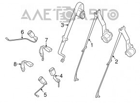 Ремень безопасности 2 ряд левый BMW X5 F15 14-18 беж OYSTER под 3 ряда, Сomfort