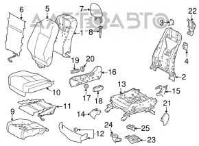 Capacul scaunului pasagerului din spate dreapta Toyota Highlander 14-19 s-a decolorat.