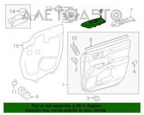 Capacul de control al geamului electric din față dreapta Toyota Highlander 14-19 negru