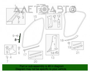 Capacul stâlpului frontal central stânga pentru Lexus ES300h ES350 13-18, negru.