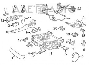 Capacul scaunului pasagerului din spate dreapta pentru Lexus ES300h ES350 13-18, negru, din plastic alb