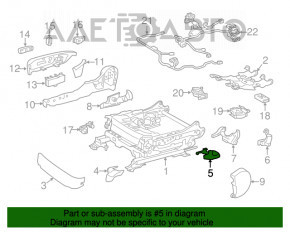 Capacul scaunului pasagerului din spate stânga pentru Lexus ES300h ES350 13-18, negru, zgârietură.