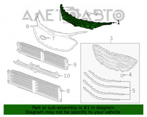 Grila radiatorului Chevrolet Malibu 19- partea de sus, fără radar