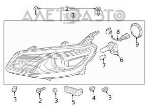 Far dreapta față goală Chevrolet Malibu 19- halogen