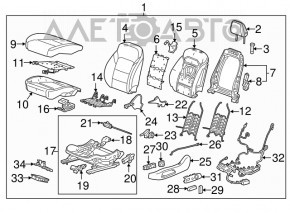 Scaunul șoferului Chevrolet Malibu 16- fără airbag, electric, material textil negru