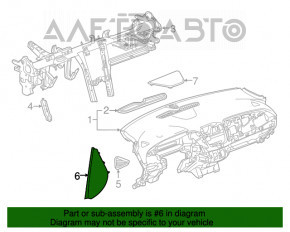 Capacul panoului frontal lateral stânga Chevrolet Malibu 16- negru