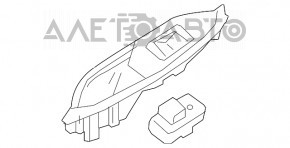 Capacul de control al geamului electric din spatele stânga al Chevrolet Malibu 16- gri cu ornamente cromate